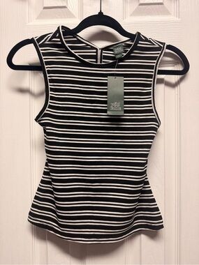 Wild Fable Black & White Striped Sleeveless Top